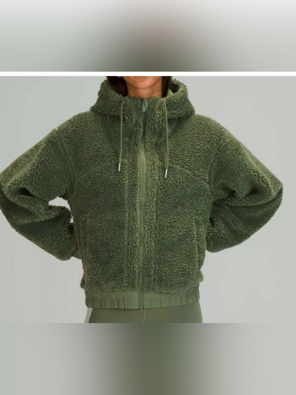 Women Lululemon Reversible Fleece Jacket Hooded Green Twill  Size 4
